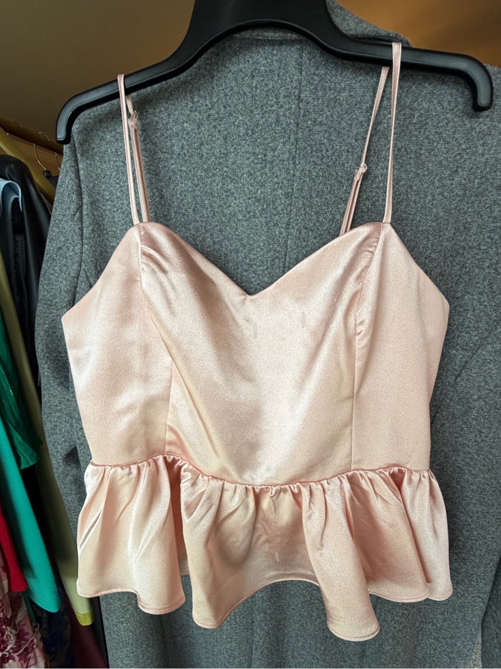 Endless Rose - Satin Peplum Cami Top in Blush Pink - Picture 2 of 3